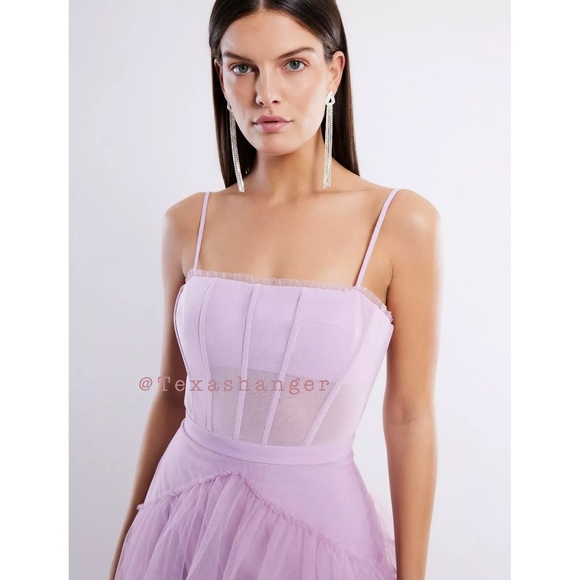 NWT BCBGMaxAzaria Oly Corset Tulle Gown Size 0 Orchid - Picture 10 of 16